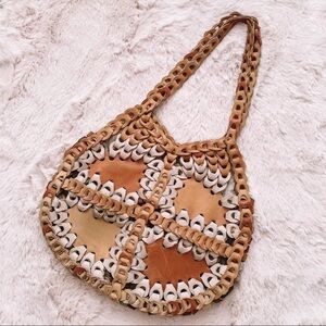 𝅺VINTAGE | 1970s Leather Chain Patchwork Shoulder Bag